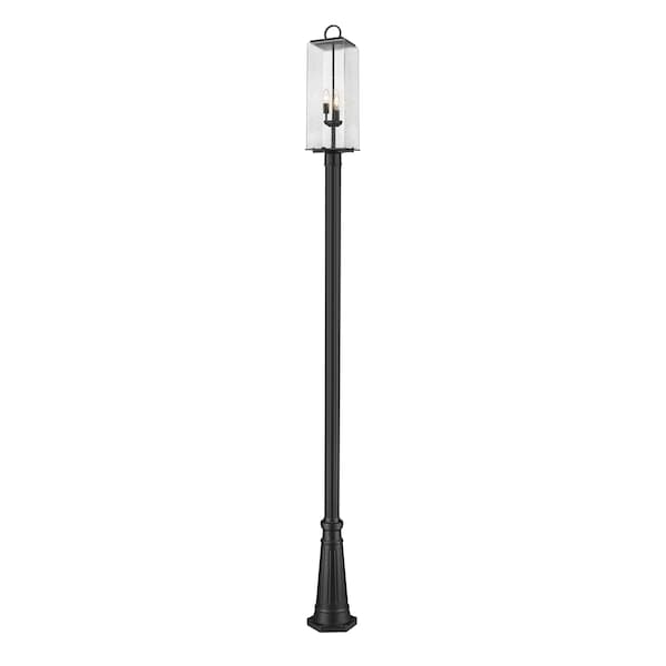 Z-Lite Sana Outdoor Post Mounted Fixture, 3-Light, 10 In.W x 120.5 In.H, Black/Seedy 592PHBR-519P-BK - main